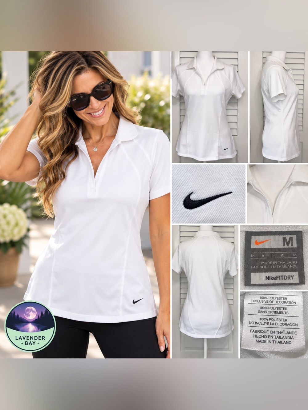 Nike Women’s FitDry White Tennis Pickleball Golf Polo Shirt Medium
